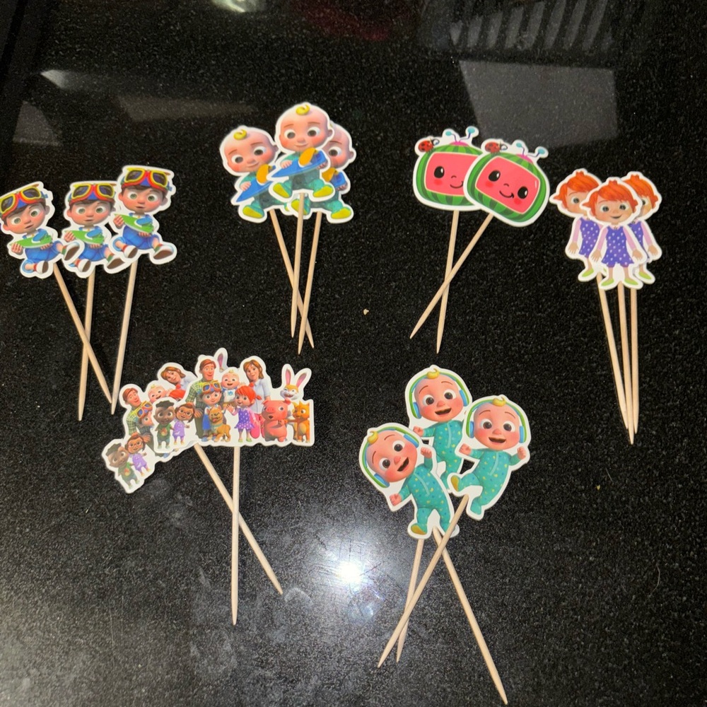 Colorful Cocomelon Character Cupcake Toppers